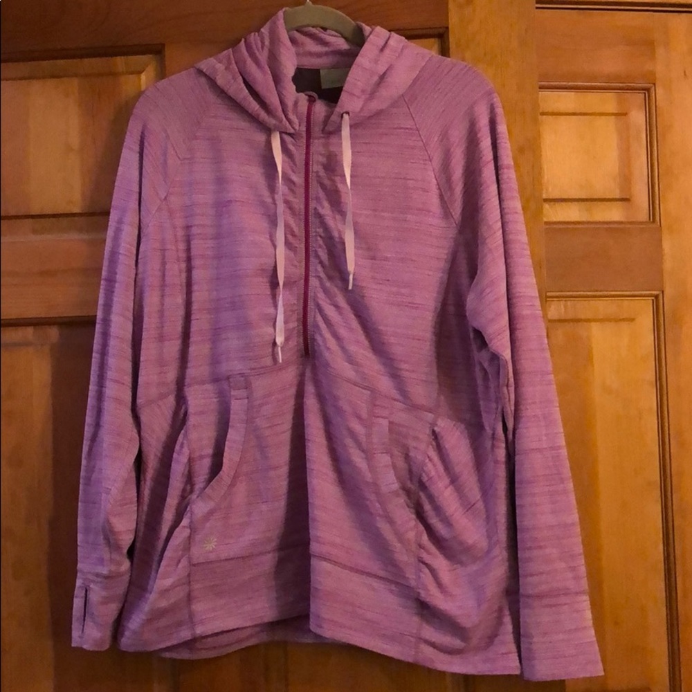 Women's Purple Hooded Zip-Front Pullover